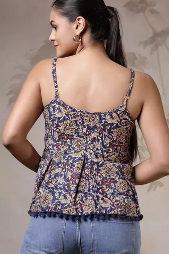 Multicolor cotton printed top for women