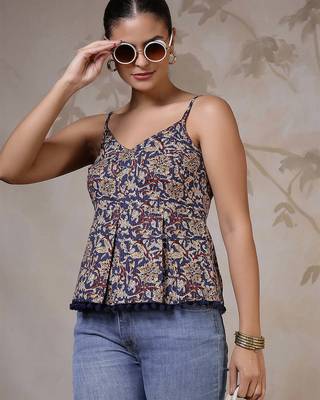 Multicolor cotton printed top for women 4
