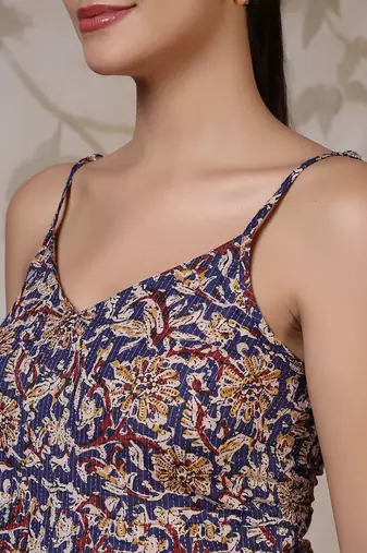 Multicolor cotton printed top for women