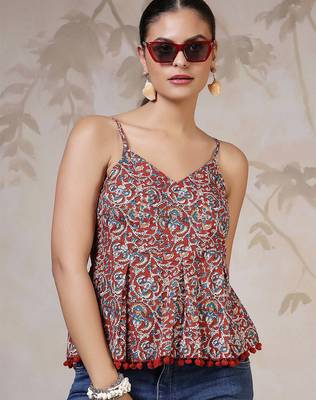 Multicolor cotton printed top for women 1