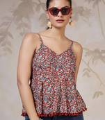 Multicolor cotton printed top for women