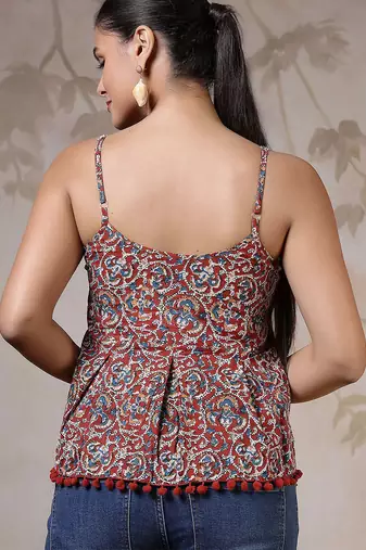 Multicolor cotton printed top for women