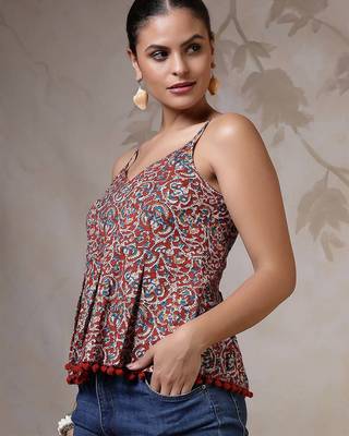 Multicolor cotton printed top for women 3