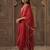 Red embroidered straight kurta trousers with dupatta set