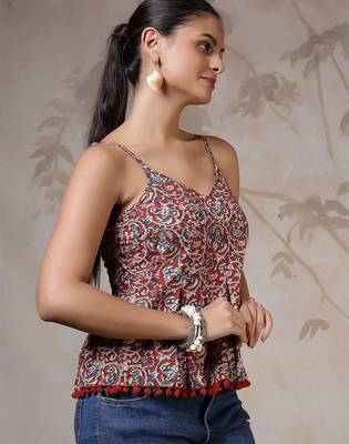 Multicolor cotton printed top for women 4