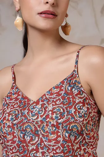 Multicolor cotton printed top for women