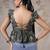 Green cotton printed top for women