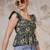 Green cotton printed top for women