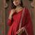 Red solid a-line kurta trousers with dupatta set