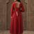 Red solid a-line kurta trousers with dupatta set