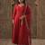 Red solid a-line kurta trousers with dupatta set
