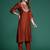 Orange embroidered straight kurta trousers with dupatta set