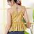 Yellow cotton printed top for women