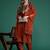 Orange embroidered straight kurta trousers with dupatta set