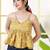 Yellow cotton printed top for women