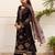 Black embroidered straight kurta palazzo with dupatta set