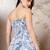 Blue cotton printed top for women
