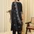 Black embroidered a-line kurta trousers with dupatta set