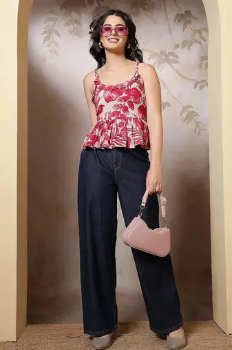 Multicolor cotton printed top for women