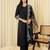 Black embroidered a-line kurta trousers with dupatta set