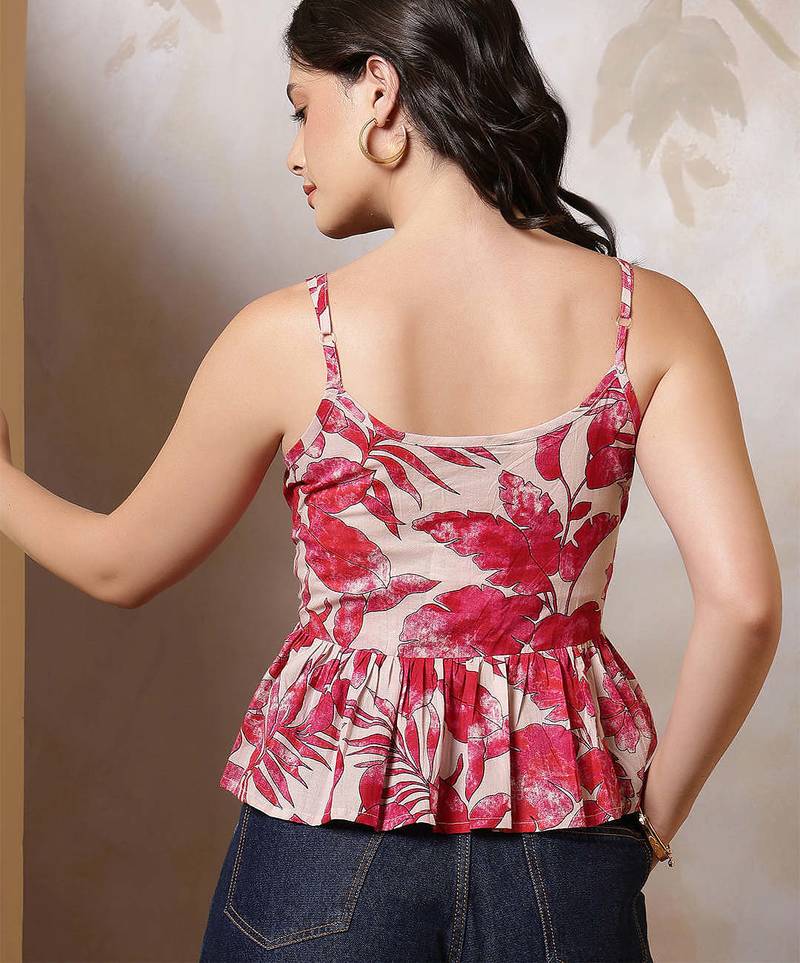 Multicolor cotton printed top for women