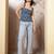 Blue cotton printed top for women
