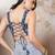 Blue cotton printed top for women
