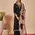 Black embroidered straight kurta salwar with dupatta set