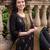 Black embroidered straight kurta trousers with dupatta set