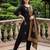 Black embroidered straight kurta trousers with dupatta set