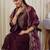 Maroon embroidered straight kurta palazzo with dupatta set