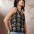 Black cotton printed top for women