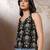 Black cotton printed top for women