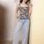 Blue cotton printed top for women