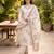 Off white embroidered straight kurta trousers with dupatta set