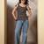 Black cotton printed top for women