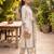 Off white embroidered straight kurta trousers with dupatta set