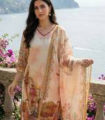 Off white printed straight kurta trousers with dupatta set
