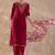 Pink embroidered straight kurta palazzo with dupatta set