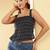 Navy-blue cotton printed top for women