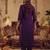 Purple embroidered straight kurta palazzo with dupatta set