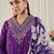 Purple embroidered straight kurta salwar with dupatta set