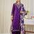 Purple embroidered straight kurta salwar with dupatta set