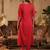 Pink embroidered a-line kurta trousers with dupatta set