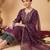 Burgundy embroidered straight kurta trousers with dupatta set