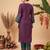 Burgundy embroidered straight kurta trousers with dupatta set