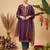 Burgundy embroidered straight kurta trousers with dupatta set