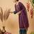 Burgundy embroidered straight kurta trousers with dupatta set