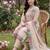 Beige embroidered straight kurta trousers with dupatta set