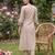Beige embroidered straight kurta trousers with dupatta set